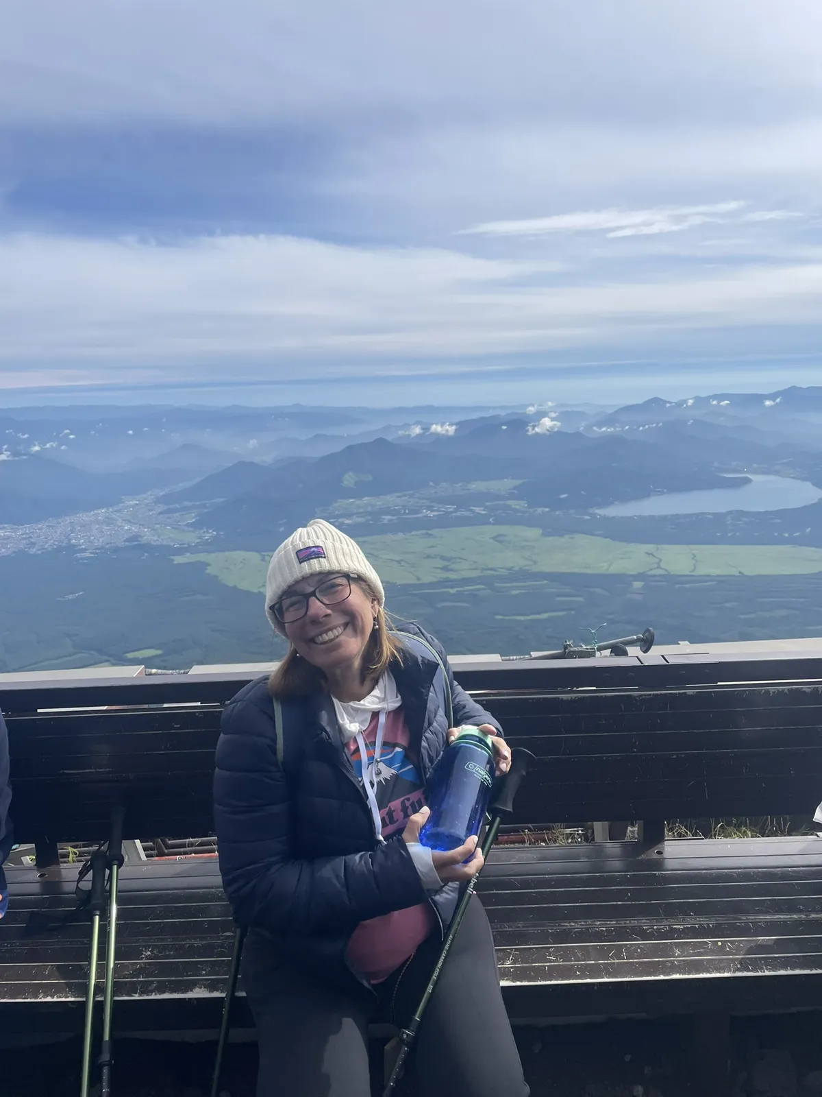 Patrice at the summit of Mount Fuji